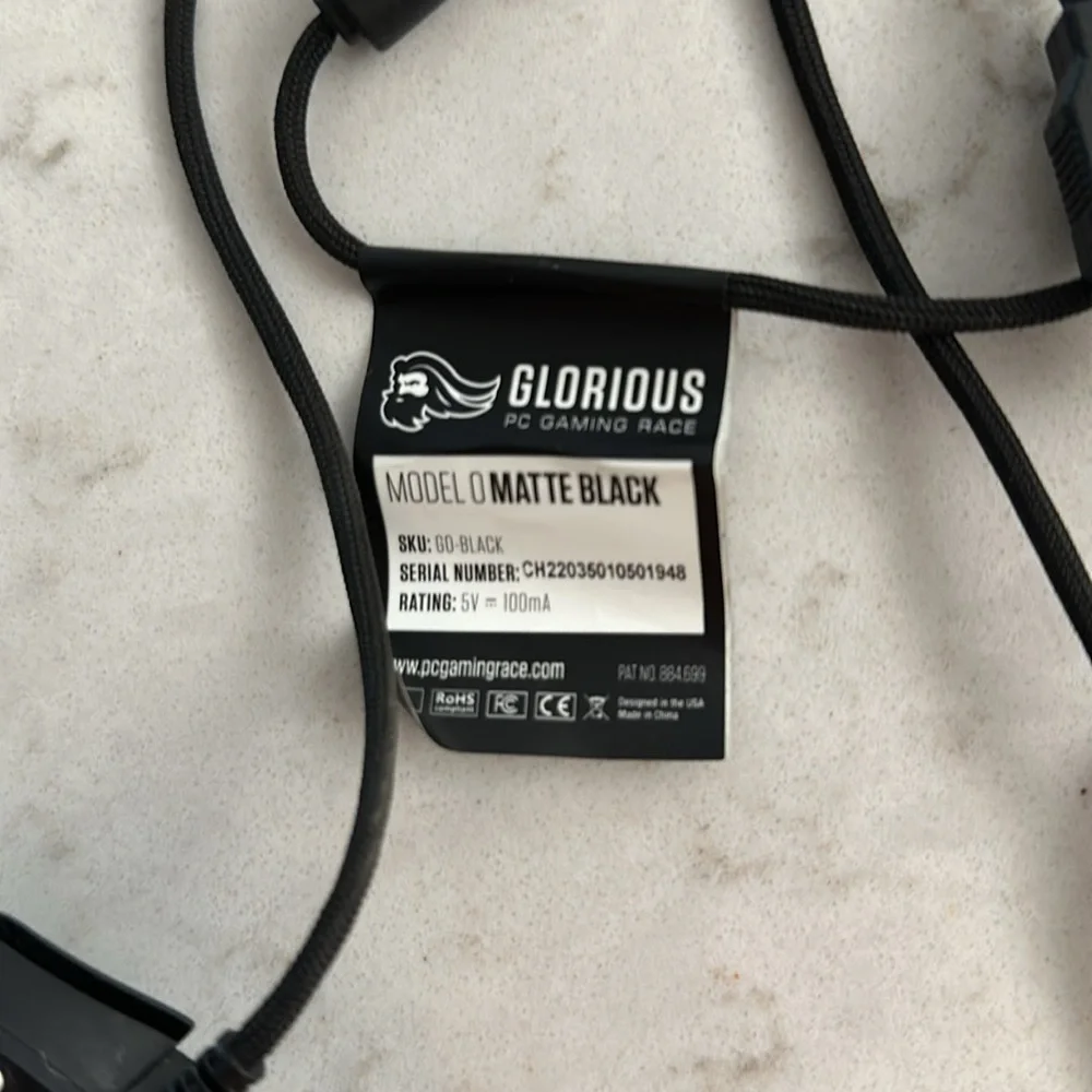 Glorious model O matte black gaming mouse